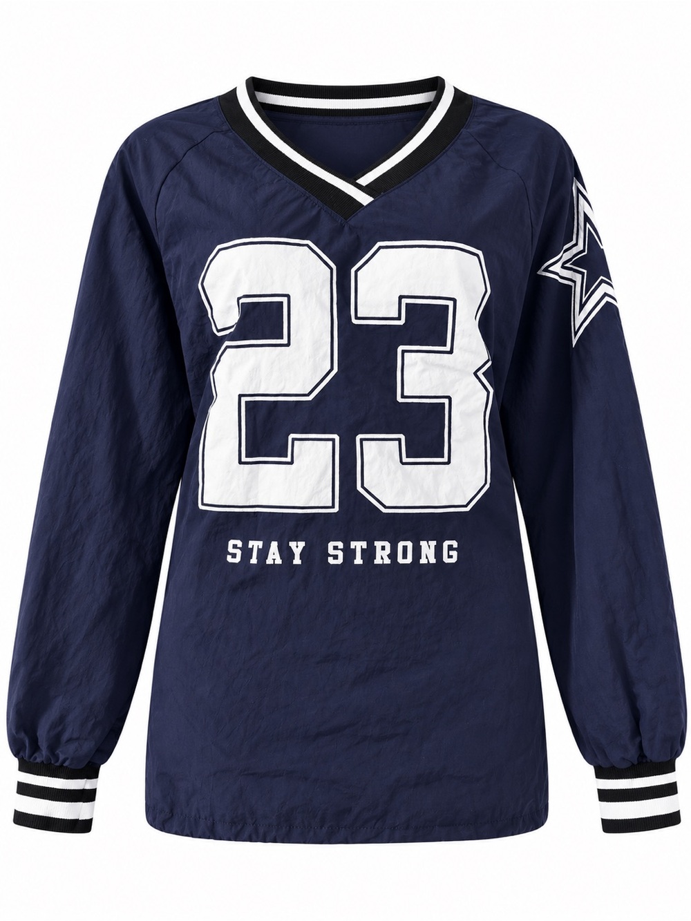Shein Stay Strong 23 Pullover Windbreaker Jersey Navy White Women’s L